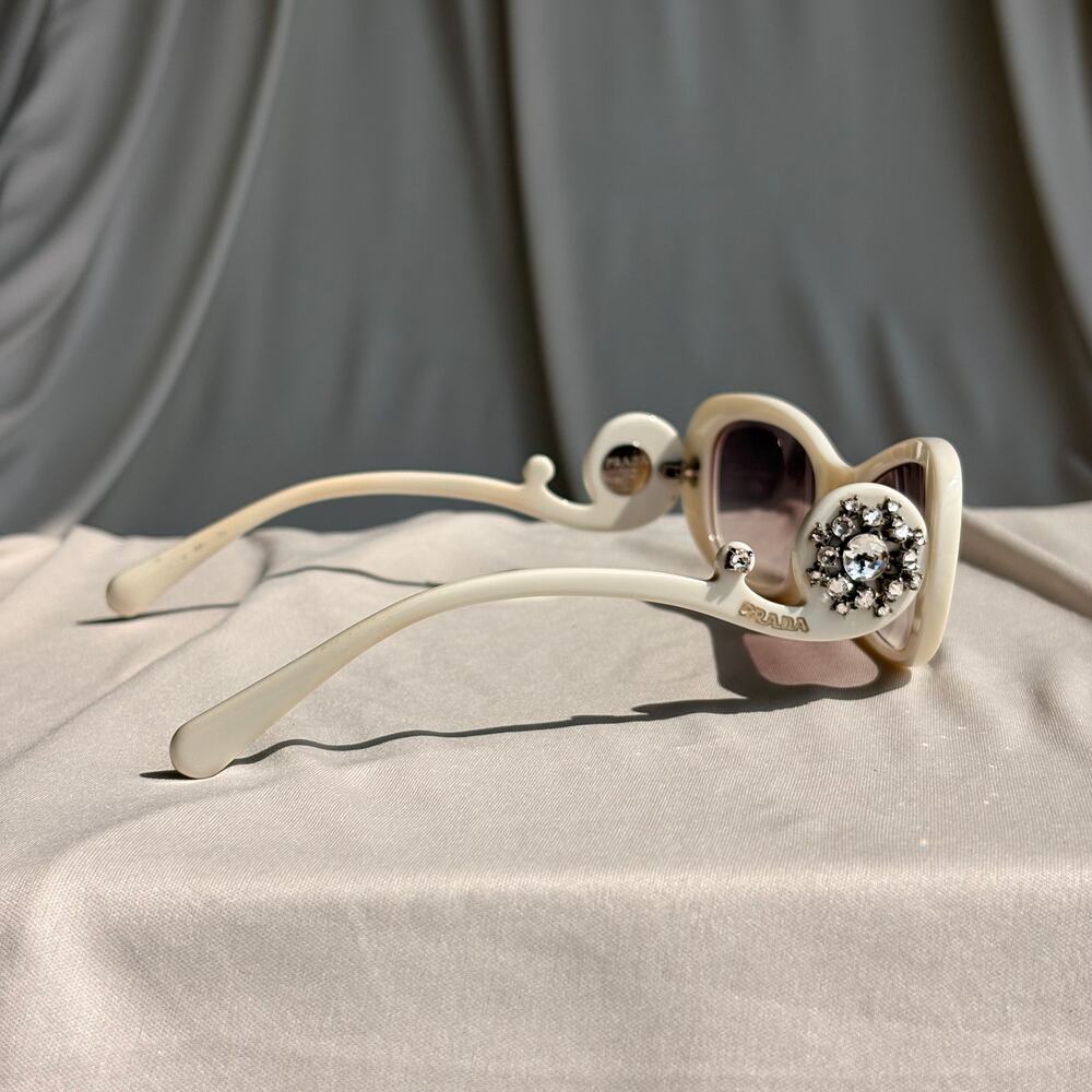 Prada Crystal Absolute Collection 33P Minimal Baroque Sunglasses White Crystal - Picture 15 of 16